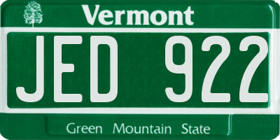 VT license plate JED922