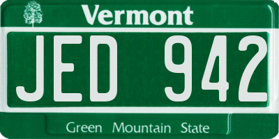 VT license plate JED942