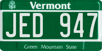 VT license plate JED947