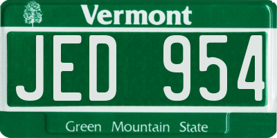 VT license plate JED954