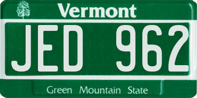 VT license plate JED962