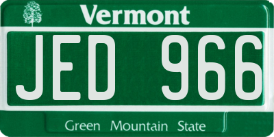VT license plate JED966