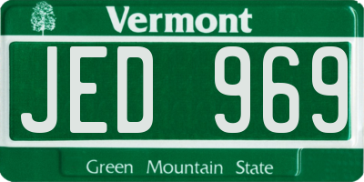 VT license plate JED969