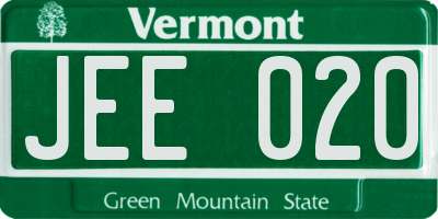 VT license plate JEE020