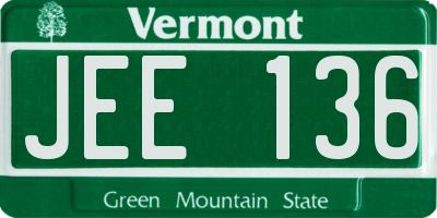 VT license plate JEE136