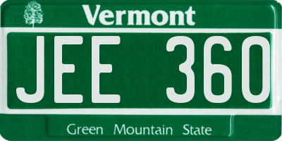 VT license plate JEE360
