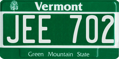 VT license plate JEE702