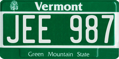 VT license plate JEE987
