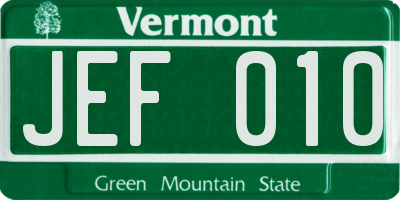VT license plate JEF010