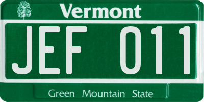 VT license plate JEF011