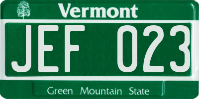 VT license plate JEF023