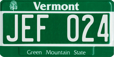 VT license plate JEF024