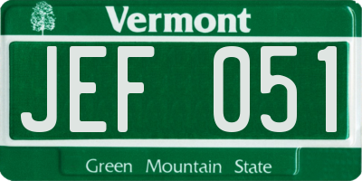VT license plate JEF051