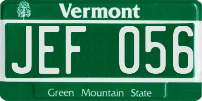 VT license plate JEF056