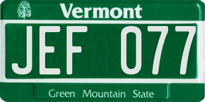 VT license plate JEF077