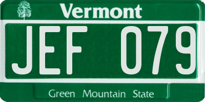 VT license plate JEF079