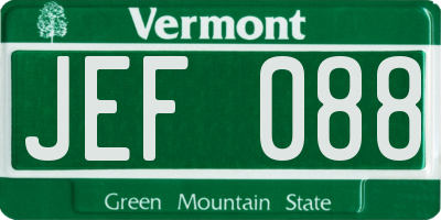 VT license plate JEF088