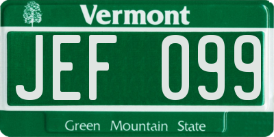 VT license plate JEF099