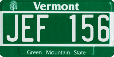 VT license plate JEF156