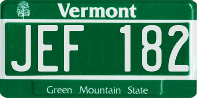 VT license plate JEF182