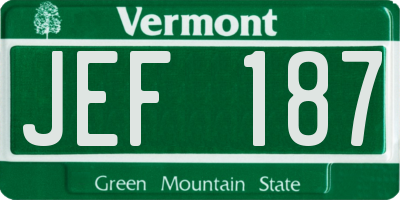 VT license plate JEF187