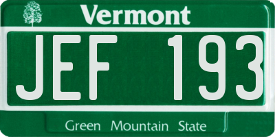 VT license plate JEF193