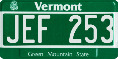 VT license plate JEF253