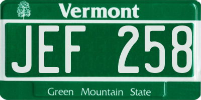 VT license plate JEF258