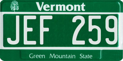 VT license plate JEF259