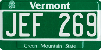 VT license plate JEF269
