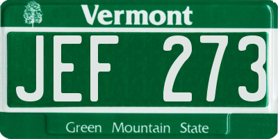 VT license plate JEF273
