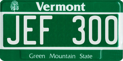 VT license plate JEF300