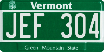 VT license plate JEF304
