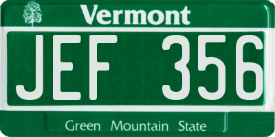 VT license plate JEF356