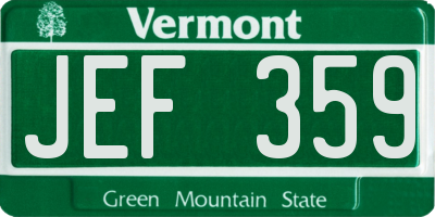 VT license plate JEF359