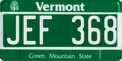 VT license plate JEF368