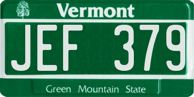 VT license plate JEF379