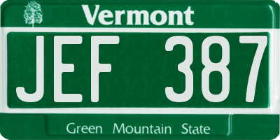 VT license plate JEF387