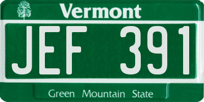 VT license plate JEF391