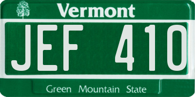 VT license plate JEF410