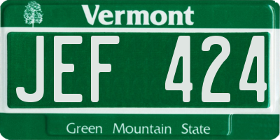 VT license plate JEF424