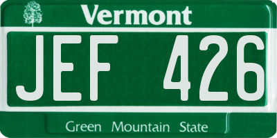 VT license plate JEF426