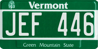 VT license plate JEF446