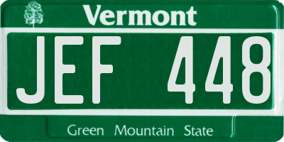 VT license plate JEF448