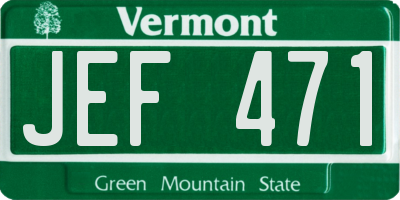 VT license plate JEF471