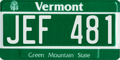 VT license plate JEF481