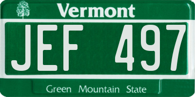 VT license plate JEF497