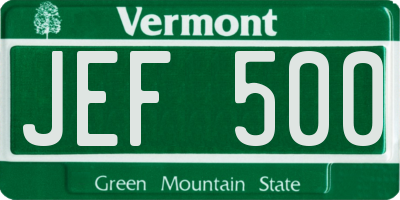 VT license plate JEF500