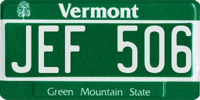 VT license plate JEF506