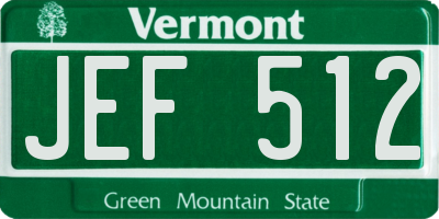 VT license plate JEF512